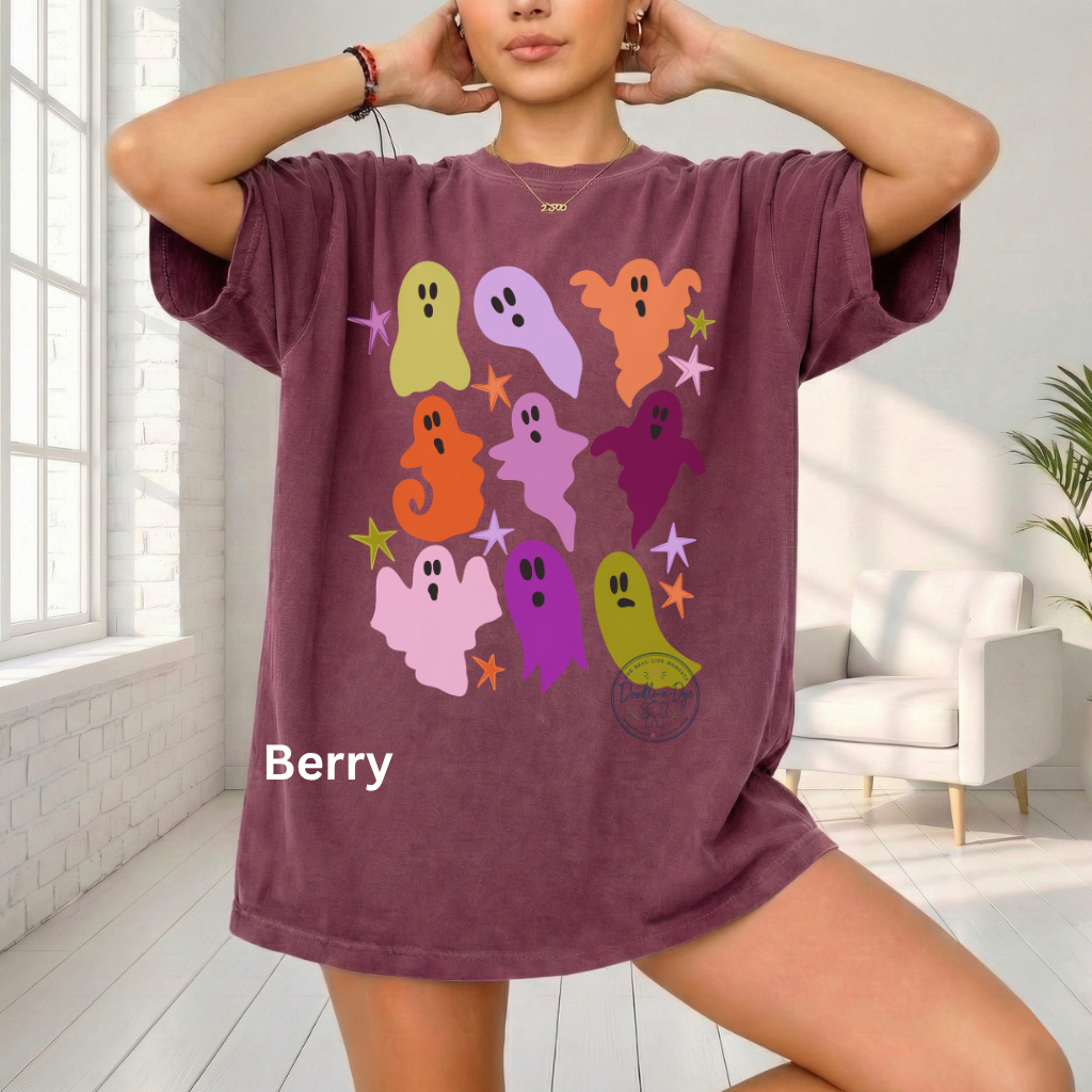 Cute Colorful Ghost Shirt | Comfort Colors® Halloween T-Shirt | Fall Spooky Season Ghost Tee | Pastel Halloween Shirt | Cute Ghost Graphic Tee