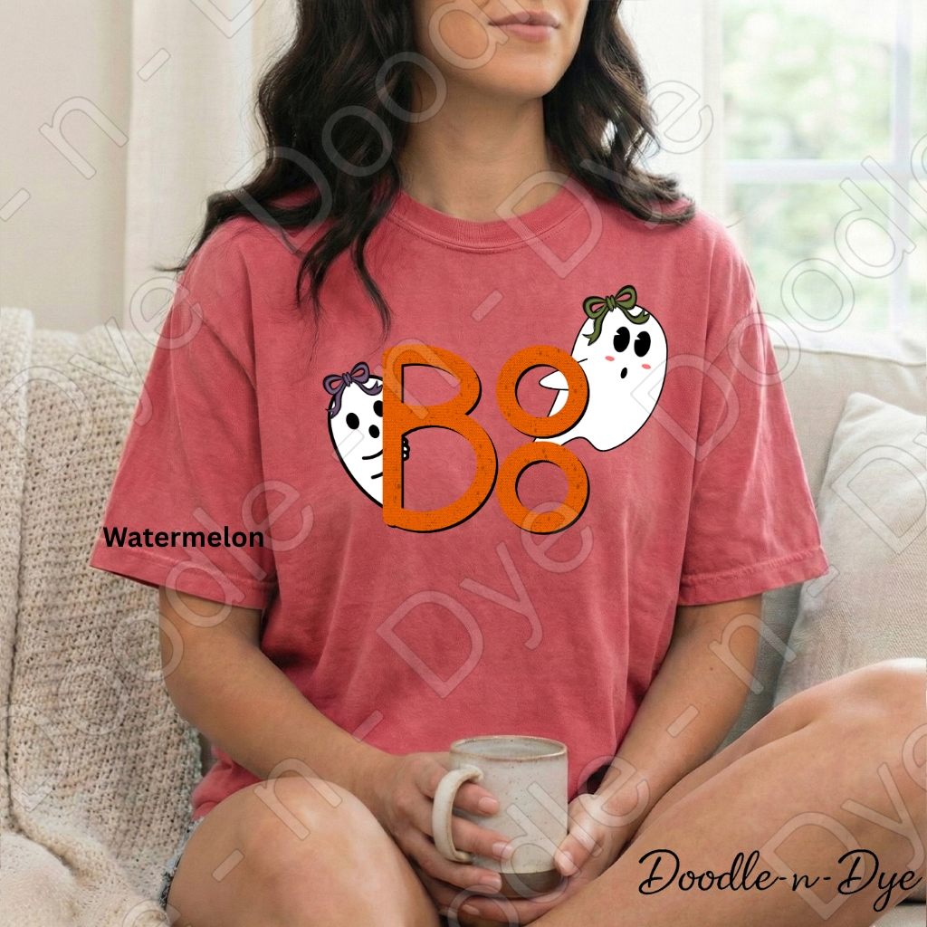 BOO Ghost Halloween Shirt, Cute Ghost Tee, Doodle-n-Dye Original, Comfort Colors 1717, Spooky Season Shirt, Fall Halloween Graphic Tee