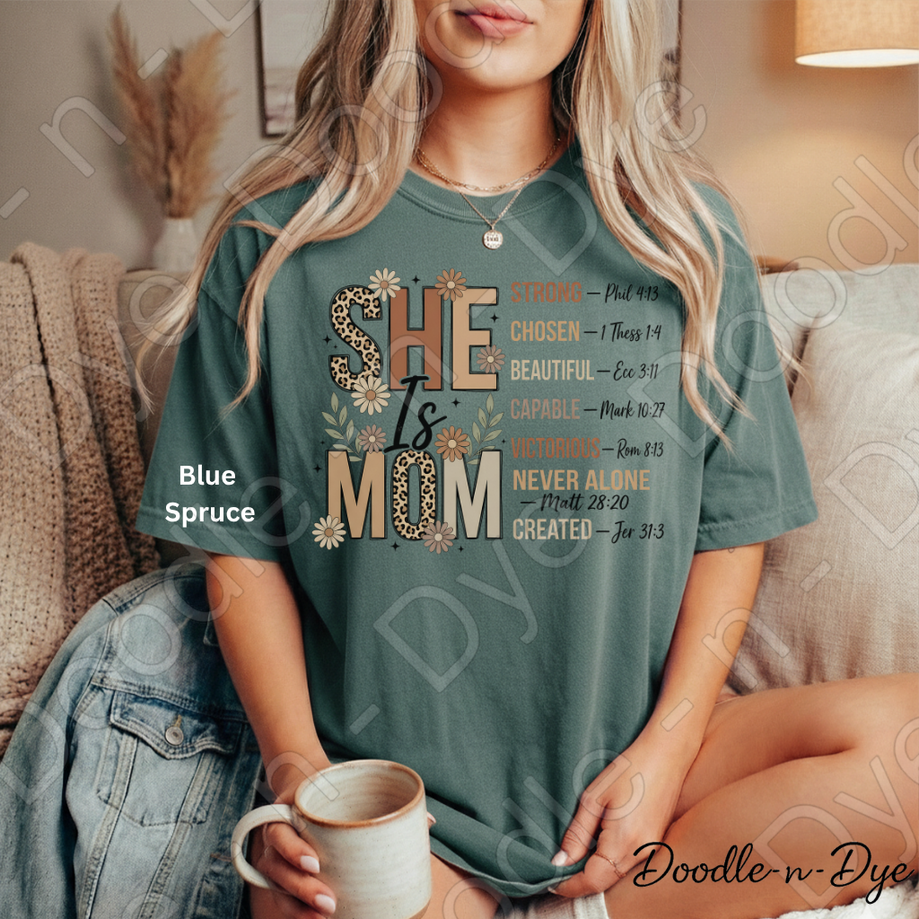 Christian Mom Shirt, She is Mom Faith-Based Tee, Faith Mom T-Shirt, She is Mom Scripture Tee, Gift for Her