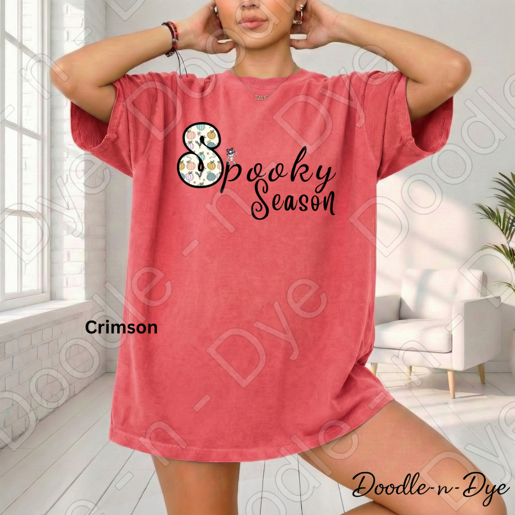 Spooky Season Shirt | Original Cute Halloween Comfort Colors® T-Shirt | Whimsical Ghost & Skeleton Fall Tee | Cozy Autumn Graphic Shirt