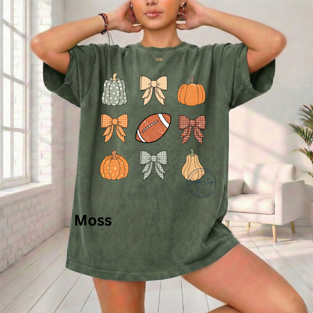 Football & Pumpkins Shirt | Comfort Colors® 1717 Fall Football T-Shirt | Cute Game Day Pumpkin Tee | Coquette Football Shirt | Fall Graphic Tee