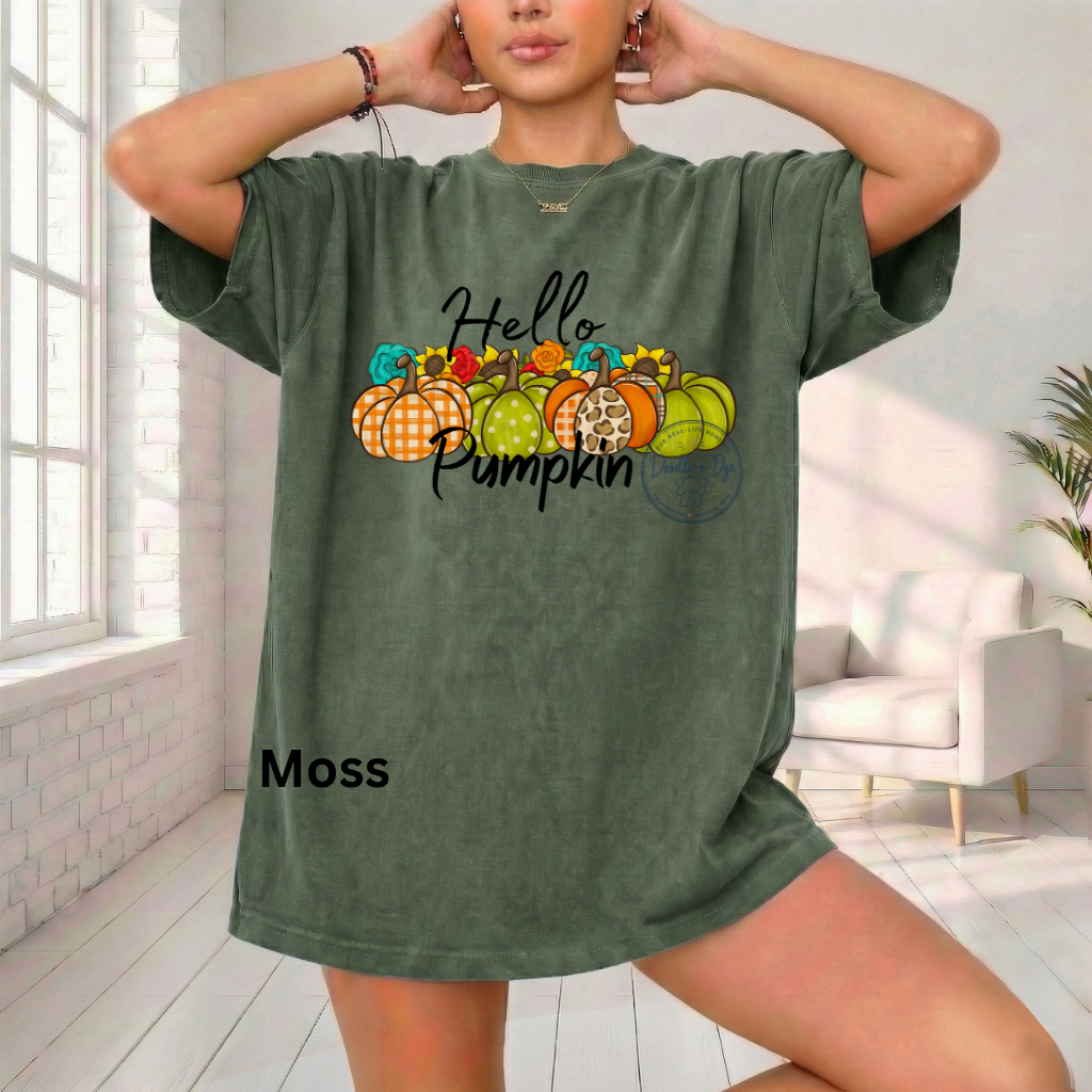 Hello Pumpkin Shirt | Original Fall Pumpkin Tee | Comfort Colors® 1717 Autumn Graphic Shirt | Cute Boutique Pumpkin Patch Tee