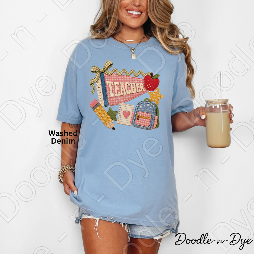 Vintage Teacher Shirt | Back to School Comfort Colors Tee | Retro Patchwork Teacher Graphic Tee | Cute Teacher Gift | Comfort Colors 1717