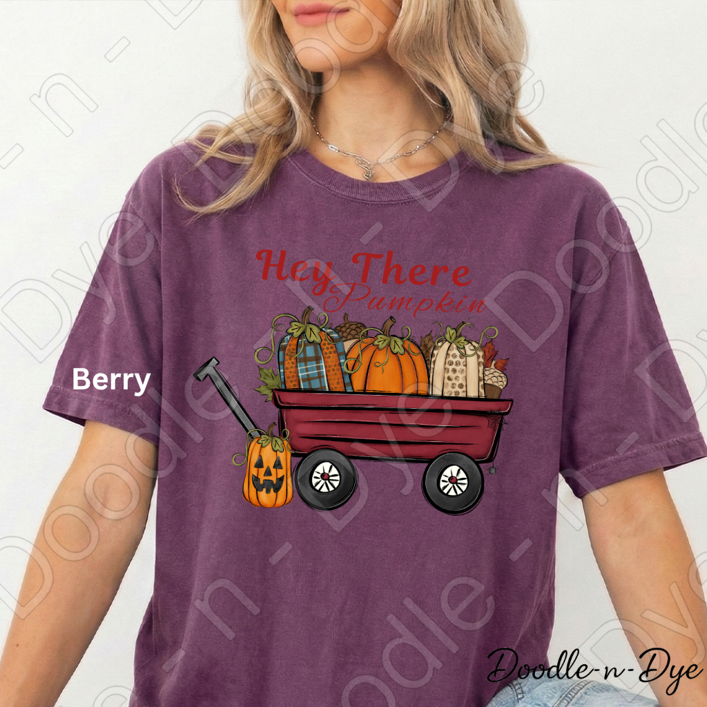 Hey There Pumpkin Shirt | Pumpkin Patch Wagon Tee | Comfort Colors 1717 | Cozy Fall Graphic Tee | Autumn Pumpkin Lover Shirt
