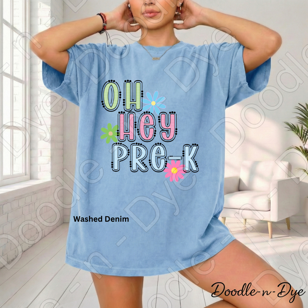 Pre-K Teacher Shirt, Pre-K Comfort Colors Teacher Tee, Doodle-n-Dye Original Design, Grade Level Pre-K Teacher Shirt, Preschool Teacher Gift, Back to School Teacher Tee