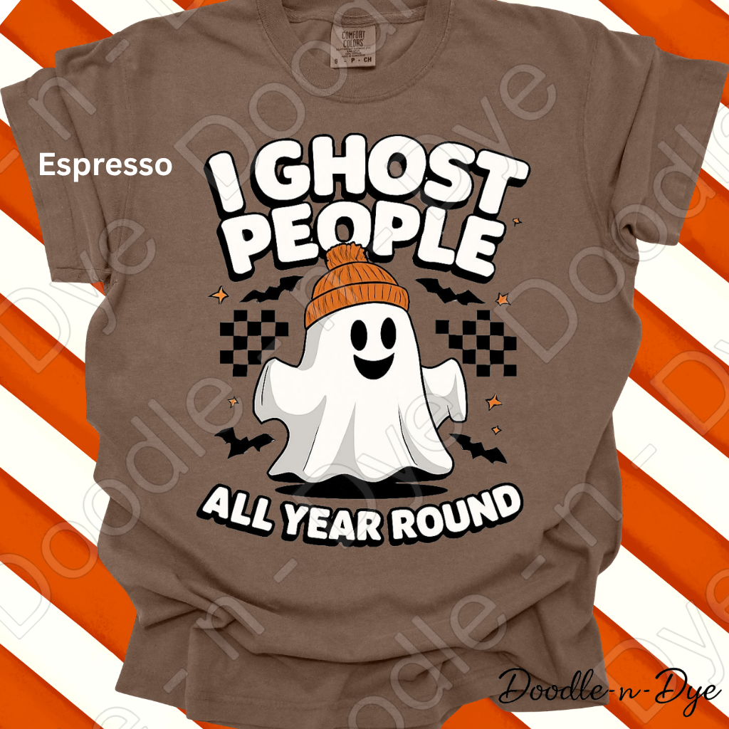 I Ghost People All Year Round Shirt, Funny Ghost Halloween Tee, Comfort Colors Ghost Shirt, Introvert Humor Shirt, Cute Spooky Season Tee, Ghost Lover Gift