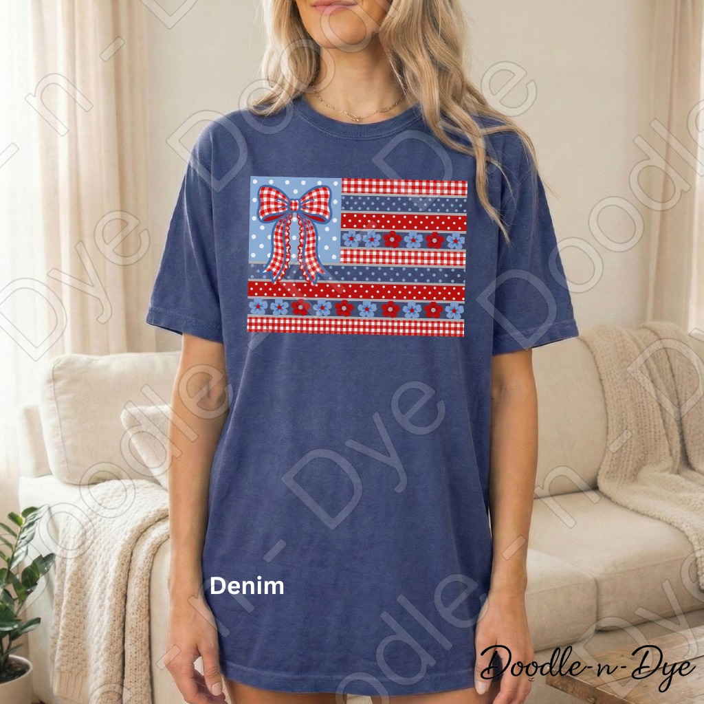 Patriotic Independence Day Comfort Colors Tee, Patchwork Quilt July 4th Shirt, Red White Blue 250th Anniversary T-Shirt