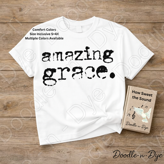 Christian Amazing Grace Shirt, Comfort Colors Vintage Faith-Based Tee, Christian Typography Typewrite T-Shirt