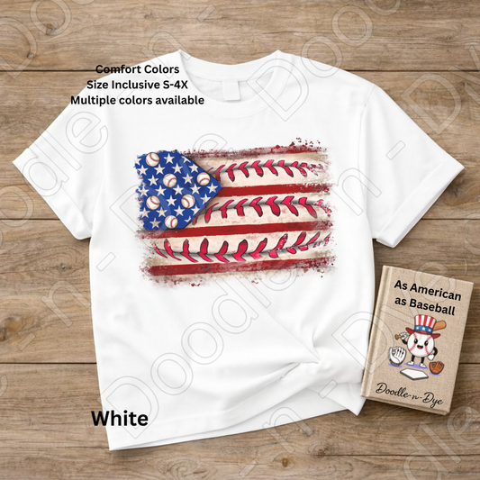 Baseball Flag Shirt – Patriotic Red White Blue Comfort Colors Tee - July 4th T-Shirt
