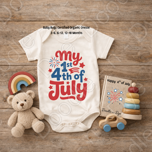 Baby's First 4th of July Onesie, BabyBugz Organic Cotton July 4th Onesie, Baby Bodysuit, My 1st 4th of July Outfit
