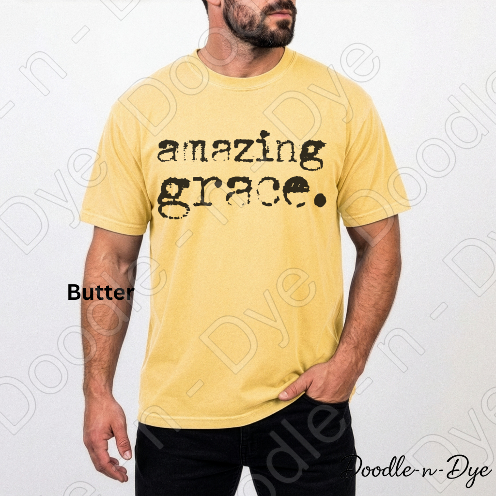 Christian Amazing Grace Shirt, Comfort Colors Vintage Faith-Based Tee, Christian Typography Typewrite T-Shirt