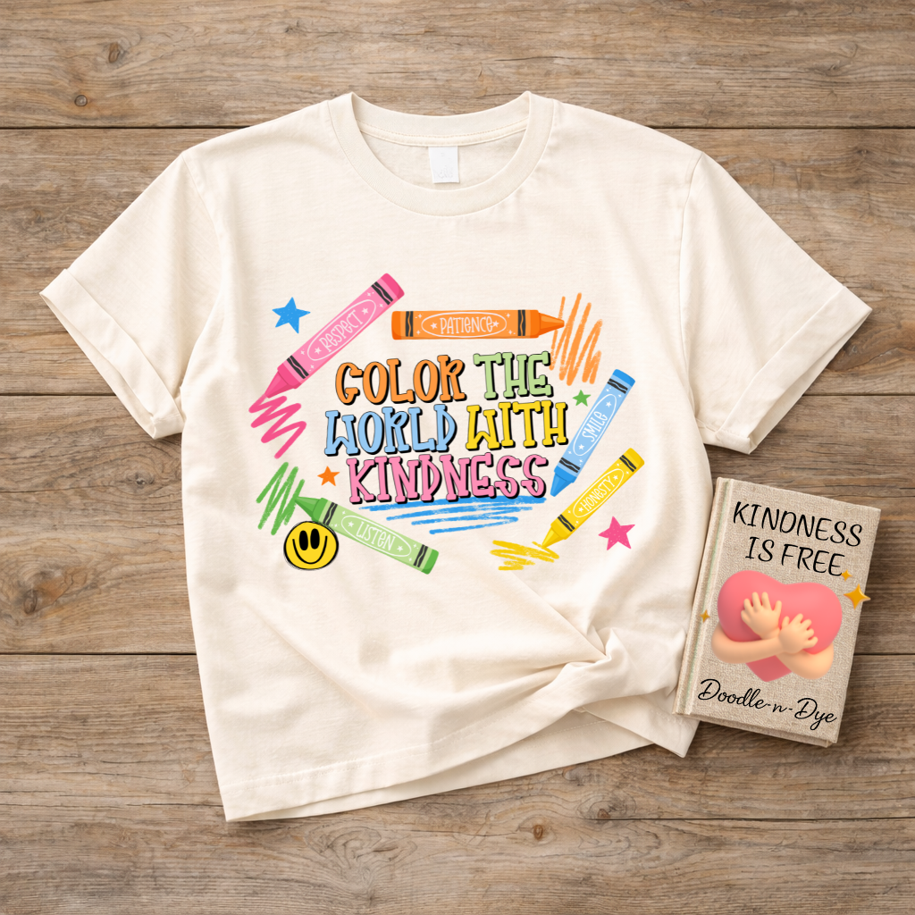 Color the World With Kindness Shirt | Comfort Colors Teacher Tee | Colorful Crayon Shirt | Back to School Teacher Gift