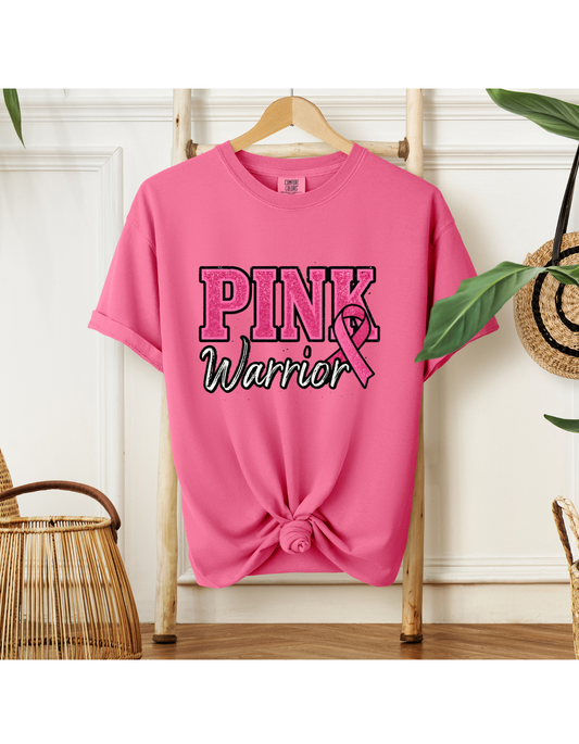 Breast Cancer Awareness Tee, Pink Ribbon Comfort Colors Shirt, Pink Warrior T-Shirt, Gift for Her