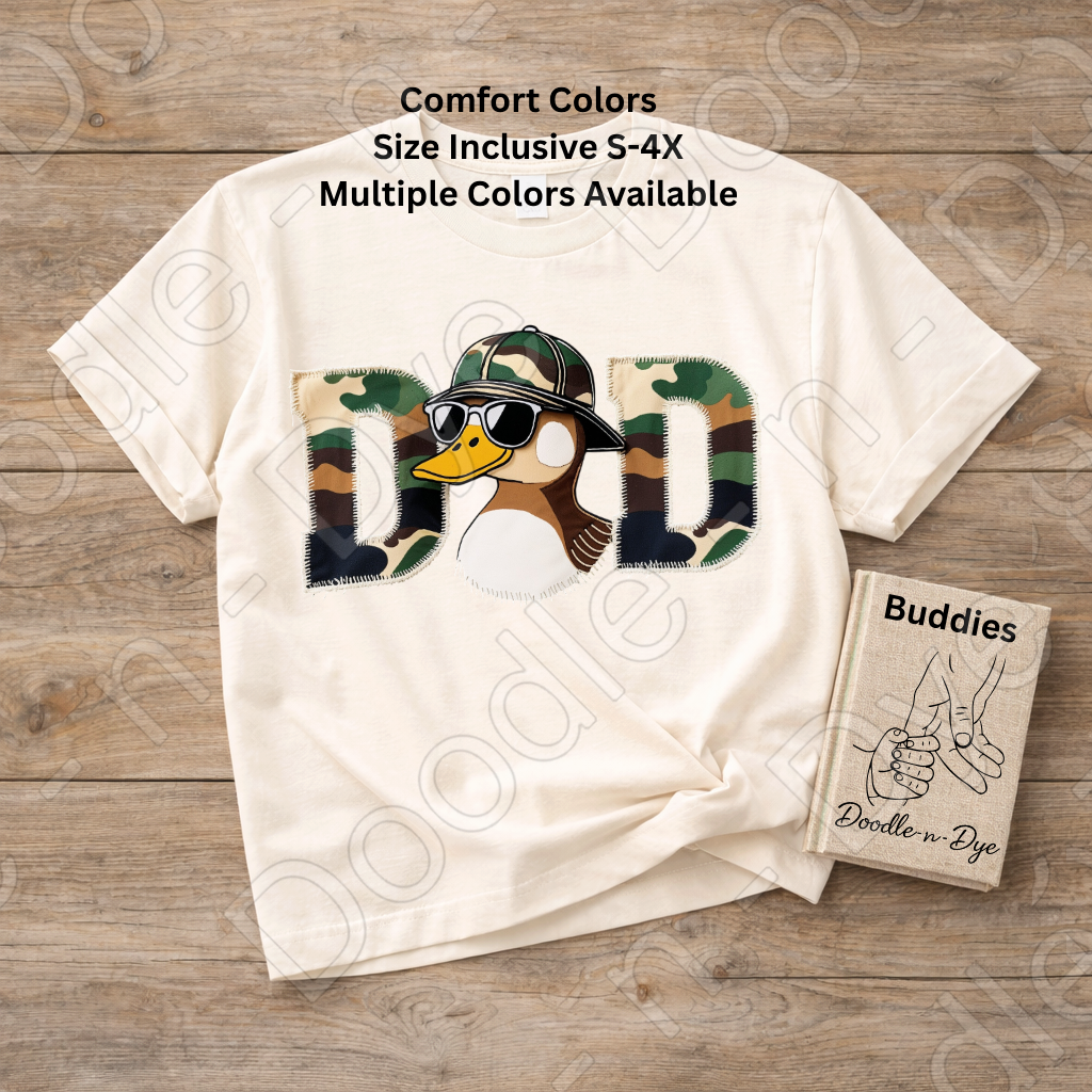 Father's Day Comfort Colors Tee, Camo Dad Duck Shirt, Outdoorsy Dad Shirt, Gift for Him, Father's Day Gift, Duck Dad Graphic Tee