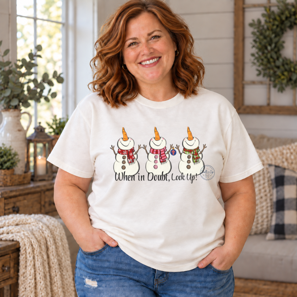 When in Doubt Look Up Shirt | Christian Christmas Comfort Colors Tee