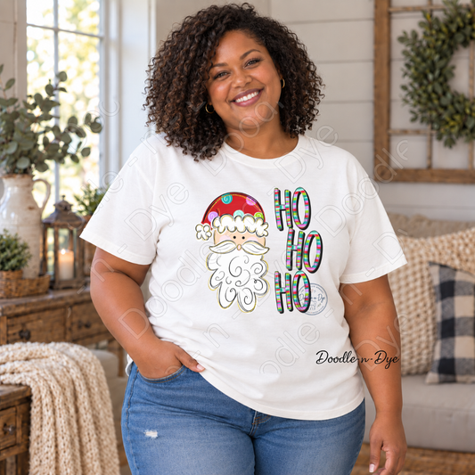 Ho Ho Ho Santa Shirt | Colorful Christmas Comfort Colors Tee