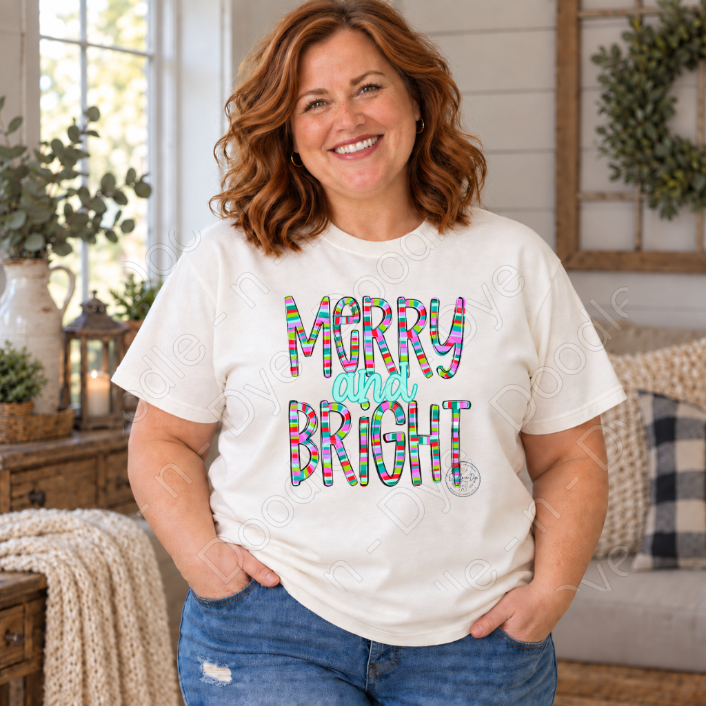 Merry and Bright Christmas Shirt | Comfort Colors Holiday Tee