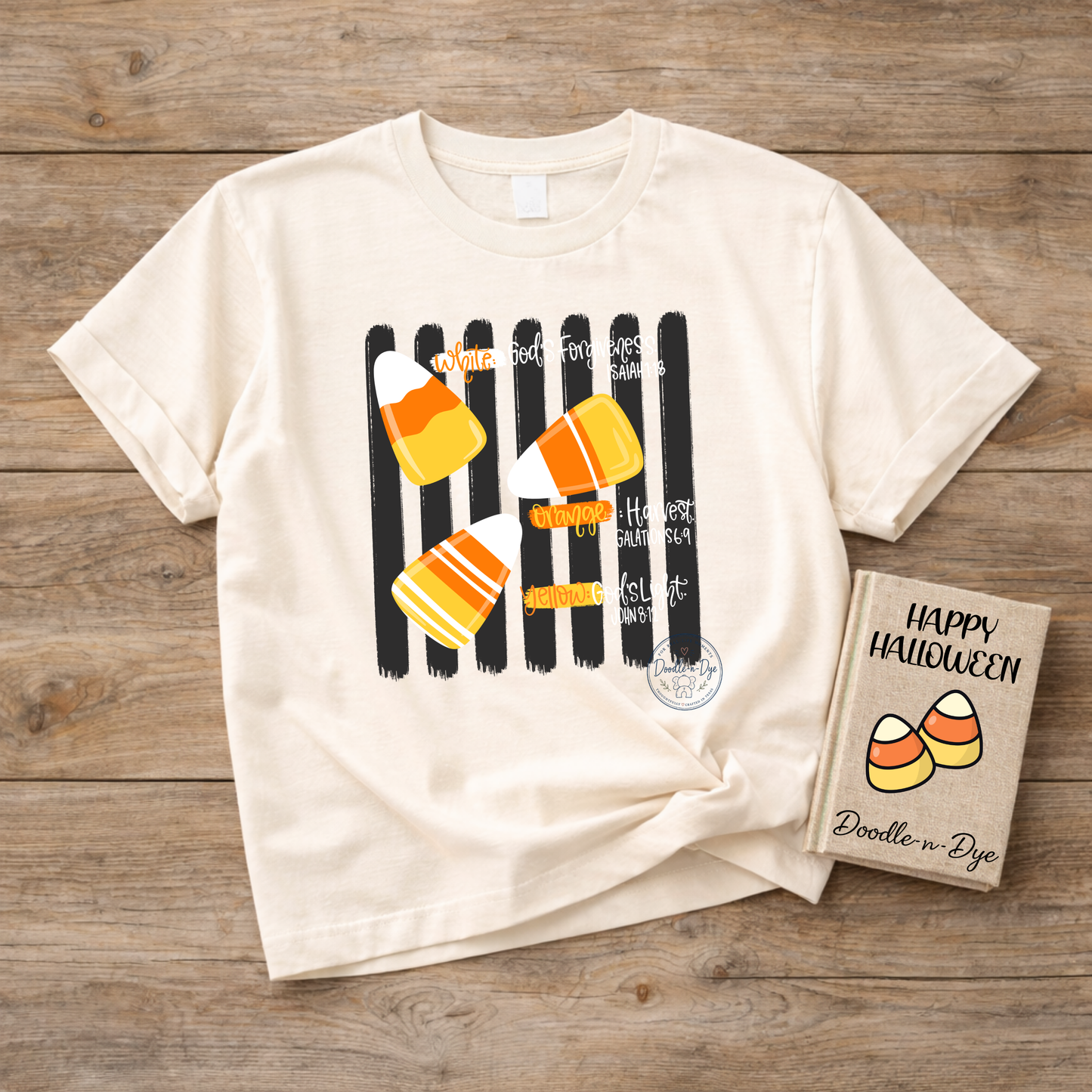 Faith-Based Halloween Shirt | Candy Corn Christian Comfort Colors® Tee | Fall Christian Candy Corn Graphic T-Shirt | Harvest Season Shirt | Christian Halloween Tee
