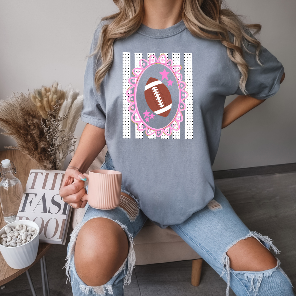Football Coquette Frame Shirt | Comfort Colors® 1717 Game Day Tee | Pink Football Fan Shirt | Sports Mom Gift | Cute Football Season Shirt