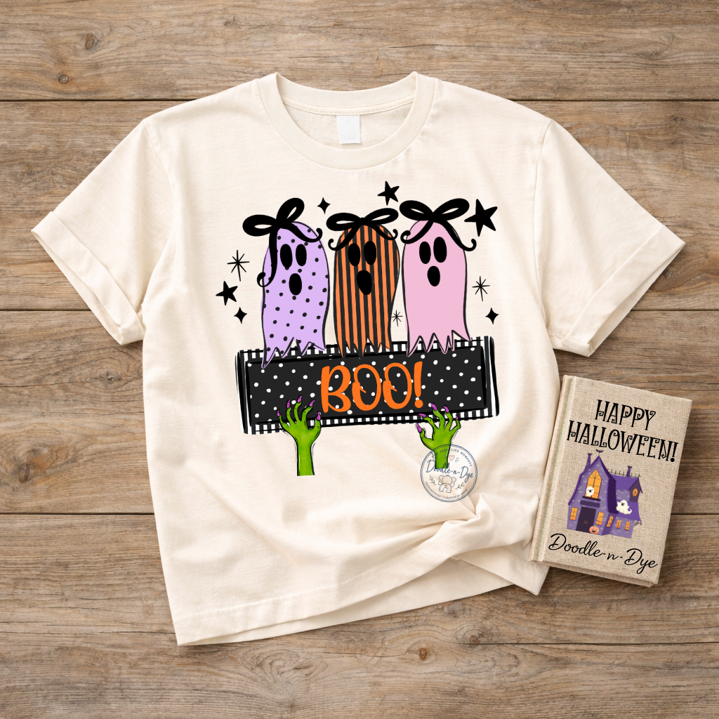 Ghost Trio BOO Shirt | Cute Halloween Ghost Tee | Comfort Colors Halloween Shirt | Spooky Season Graphic Tee | Original Halloween Shirt