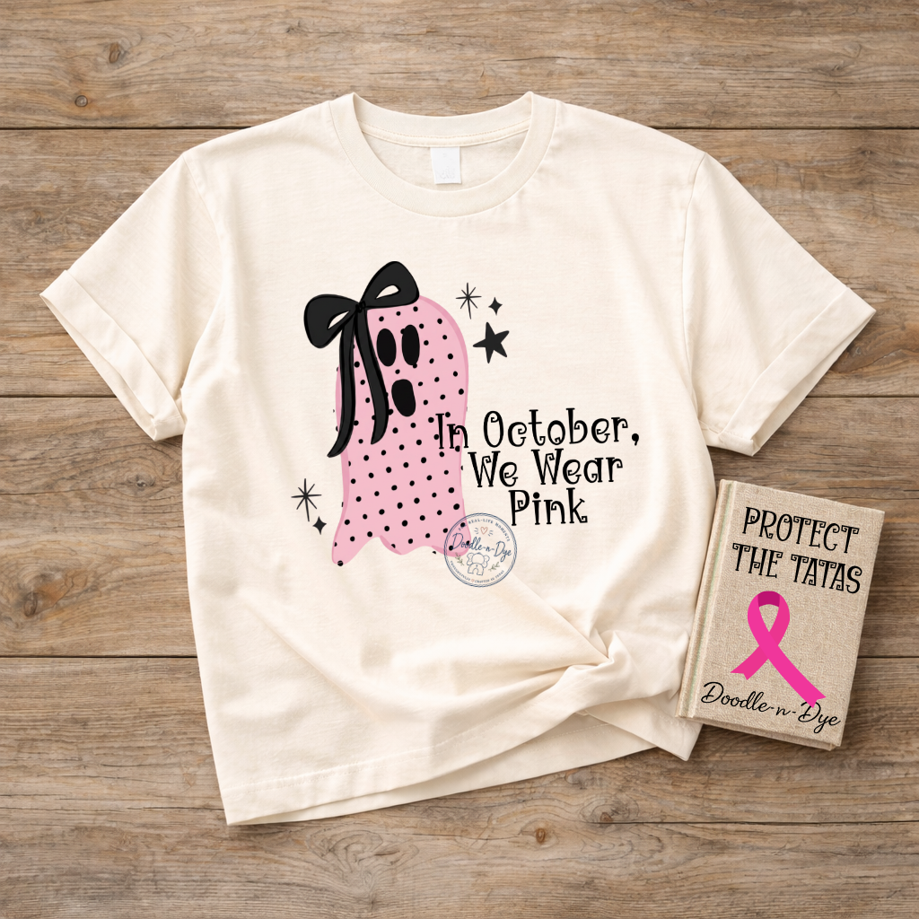 Pink Ghost Shirt | Breast Cancer Awareness Halloween Tee | Comfort Colors Ghost Shirt | October We Wear Pink | Original Design