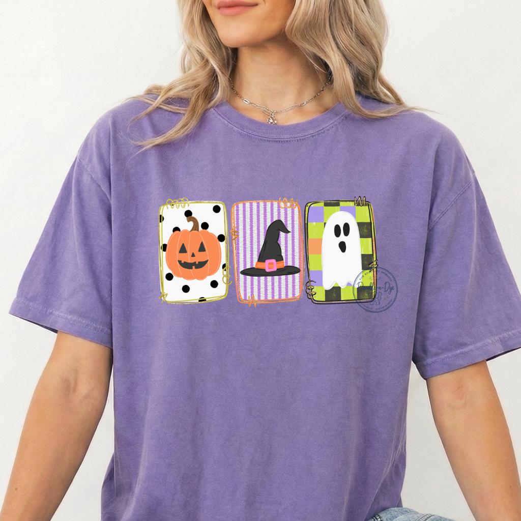 Halloween Trio Shirt | Pumpkin Witch Ghost Graphic Tee | Comfort Colors® 1717