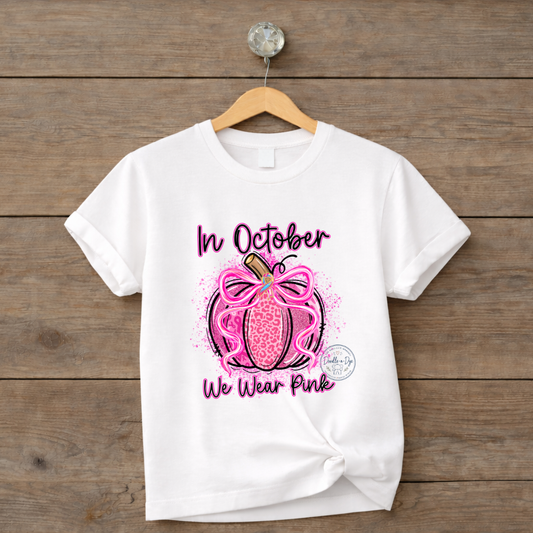 In October We Wear Pink Pumpkin Shirt | Breast Cancer Awareness Comfort Colors® Tee
