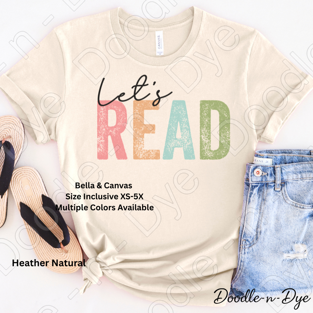 Let’s Read Teacher Shirt – Bella + Canvas Book Tee - Bookish Reading T-Shirt - Cozy Season Shirt
