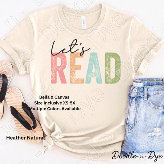 Let’s Read Teacher Shirt – Bella + Canvas Book Tee - Bookish Reading T-Shirt - Cozy Season Shirt
