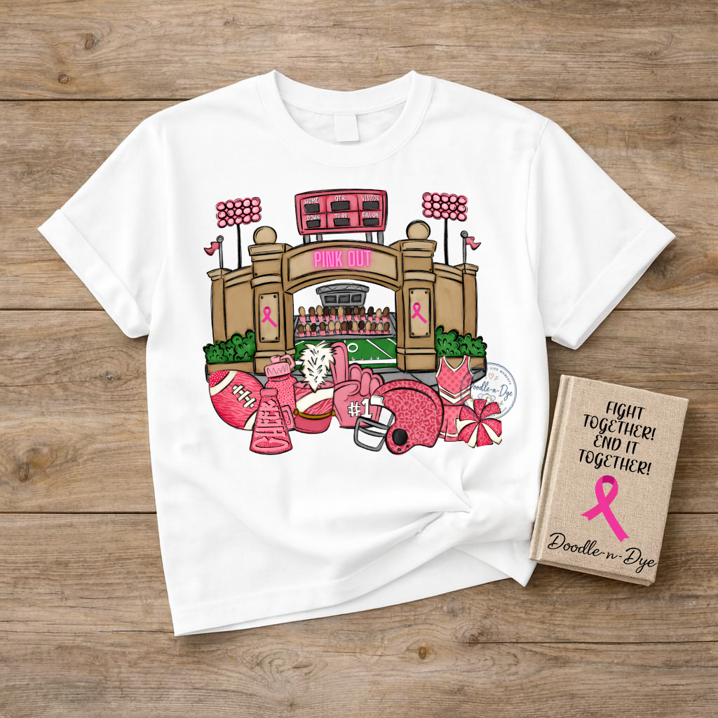 Pink Out Football Shirt | Original Breast Cancer Awareness Comfort Colors Tee | Game Day Pink Ribbon Shirt
