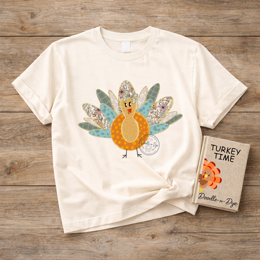 Cute Turkey Shirt | Comfort Colors Thanksgiving Tee | Patchwork Turkey Shirt | Fall Turkey Graphic Tee | Thanksgiving Outfit for Women