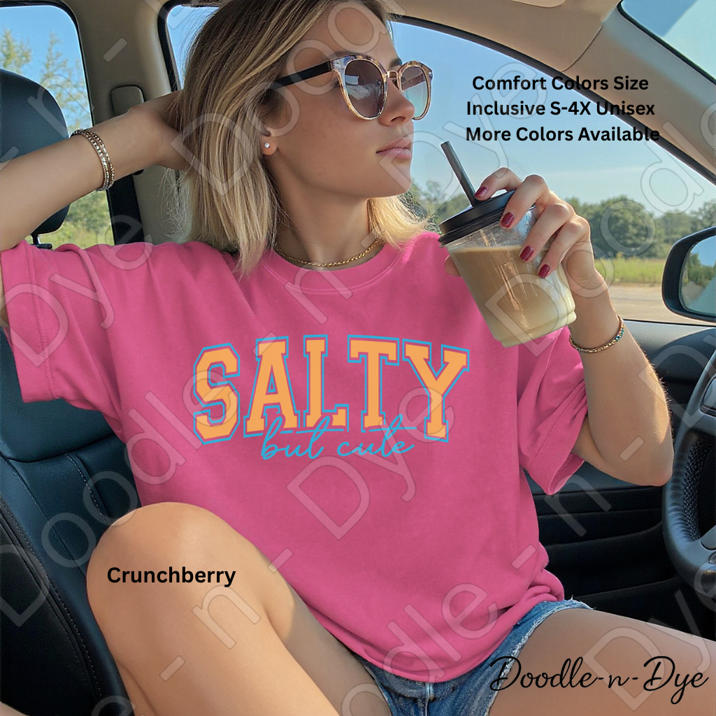 Salty But Cute Shirt – Bright Comfort Colors Summer Tee - Beach Vacation T-Shirt